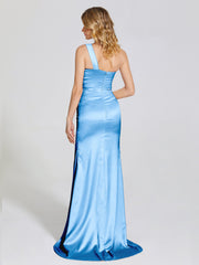 Ruched Soft Satin Prom Dresses