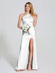 Ruched Soft Satin Prom Dresses