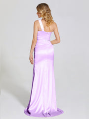 Ruched Soft Satin Prom Dresses