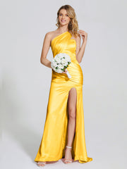 Ruched Soft Satin Prom Dresses