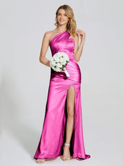 Ruched Soft Satin Prom Dresses