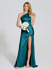 Ruched Soft Satin Prom Dresses