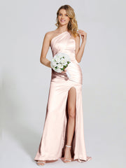 Ruched Soft Satin Prom Dresses