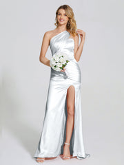 Ruched Soft Satin Prom Dresses