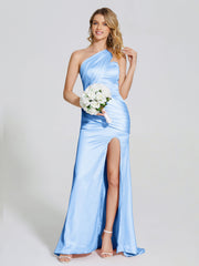 Ruched Soft Satin Prom Dresses