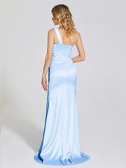 Ruched Soft Satin Prom Dresses