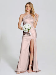 Ruched Soft Satin Prom Dresses