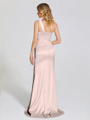 Ruched Soft Satin Prom Dresses