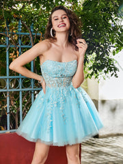 Strapless Transparent Top Sleeveless Short Dress Spa