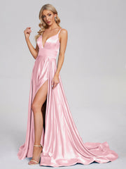 Pretty Soft Satin Long Prom Dresses
