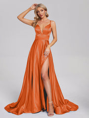 Pretty Soft Satin Long Prom Dresses