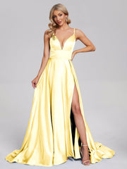 Pretty Soft Satin Long Prom Dresses