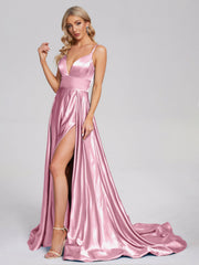 Pretty Soft Satin Long Prom Dresses