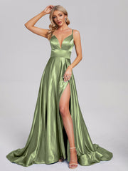 Pretty Soft Satin Long Prom Dresses