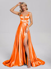 Pretty Soft Satin Long Prom Dresses