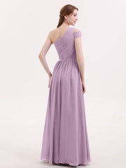 One Shoulder Bridesmaid Gown with Sash-Wisteria