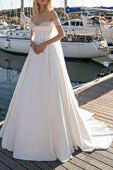 A Line Sweetheart Pearl Country Style Wedding Dress