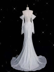 Wholesale Glitter Corset Sequins Wedding Dress Mermaid Prom Dress Charming Evening Dress