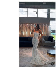 White Strapless Appliques Lace Mermaid Elegant Wedding Dress Floor Length Charming Wholesale
