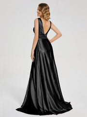 Sweep Train Long Soft Satin Dresses