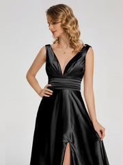 Sweep Train Long Soft Satin Dresses