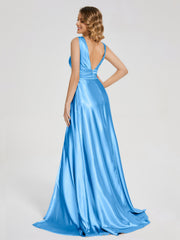 Sweep Train Long Soft Satin Dresses