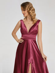 Sweep Train Long Soft Satin Dresses