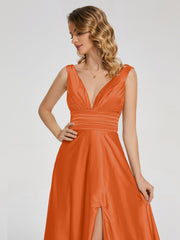 Sweep Train Long Soft Satin Dresses