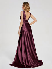 Sweep Train Long Soft Satin Dresses
