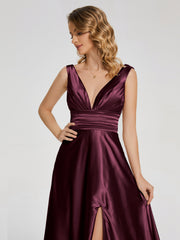 Sweep Train Long Soft Satin Dresses