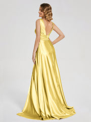 Sweep Train Long Soft Satin Dresses