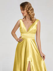 Sweep Train Long Soft Satin Dresses