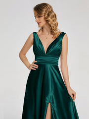Sweep Train Long Soft Satin Dresses