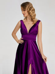 Sweep Train Long Soft Satin Dresses