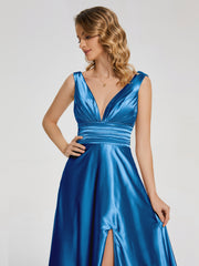 Sweep Train Long Soft Satin Dresses
