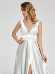 Sweep Train Long Soft Satin Dresses