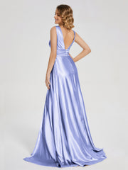 Sweep Train Long Soft Satin Dresses