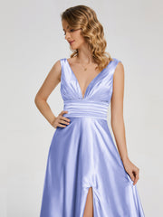 Sweep Train Long Soft Satin Dresses