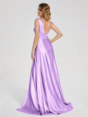 Sweep Train Long Soft Satin Dresses