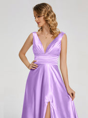 Sweep Train Long Soft Satin Dresses