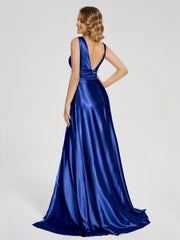 Sweep Train Long Soft Satin Dresses