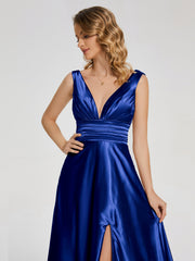 Sweep Train Long Soft Satin Dresses