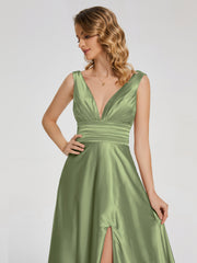 Sweep Train Long Soft Satin Dresses