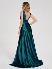Sweep Train Long Soft Satin Dresses