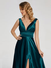 Sweep Train Long Soft Satin Dresses