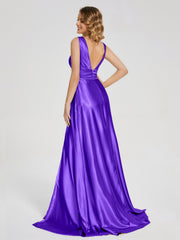 Sweep Train Long Soft Satin Dresses
