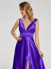 Sweep Train Long Soft Satin Dresses