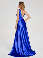 Sweep Train Long Soft Satin Dresses