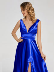 Sweep Train Long Soft Satin Dresses
