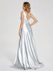 Sweep Train Long Soft Satin Dresses
